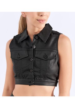 Chaleco Para Mujer Corto Efecto Cuero Derek