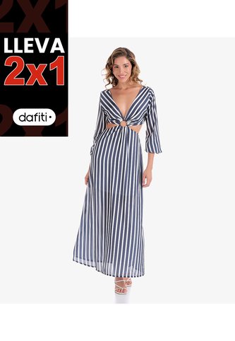 Vestido A Rayas Largo Para Mujer Derek Derek