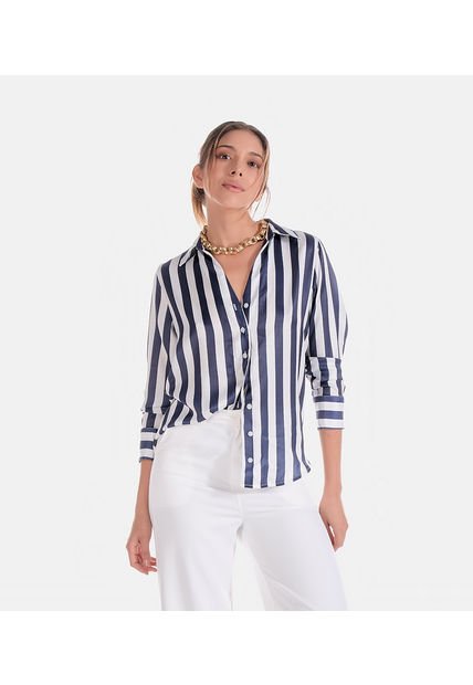 Blusa Camisera A Rayas Para Mujer Derek