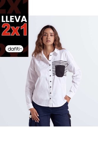 Camisera Manga Larga Para Mujer Con Sublimado Y Bolsillo En Contraste Derek Derek