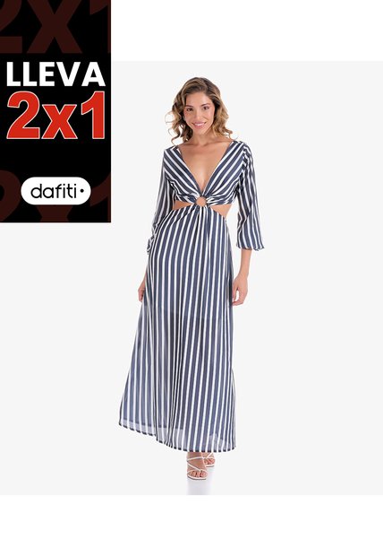 Vestido A Rayas Largo Para Mujer Derek