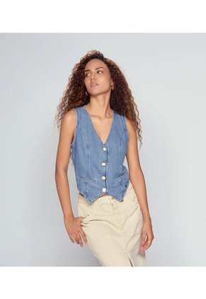 Chaleco Para Mujer En Indigo Con Proceso  Derek