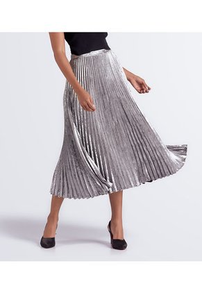 Falda Larga Plisada Unicolor Derek