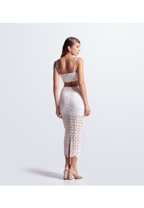 Set Blusa Crop Top Y Fada Larga Unicolor Encaje Derek