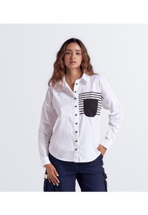 Camisera Manga Larga Para Mujer Con Sublimado Y Bolsillo En Contraste Derek