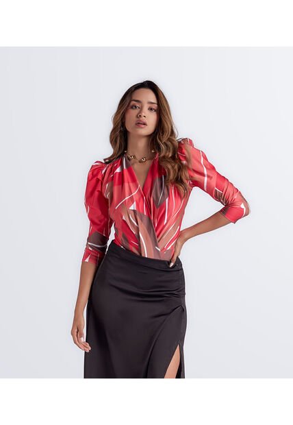 Body Para Mujer Manga 3/4 Con Hombreras  Derek