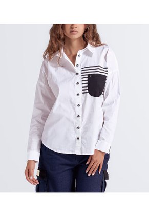 Camisera Manga Larga Para Mujer Con Sublimado Y Bolsillo En Contraste Derek