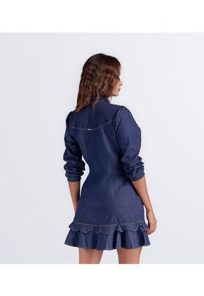 Vestido En Chambray Con Gola Y Mangas Mariana Derek