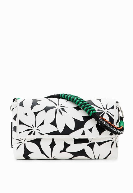 Bolso Manos Libres Crudo-Negro-Verde Desigual