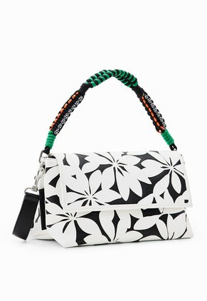 Bolso Manos Libres Crudo-Negro-Verde Desigual