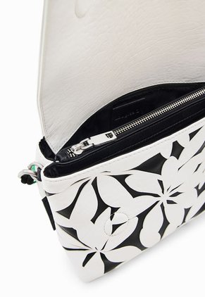 Bolso Manos Libres Crudo-Negro-Verde Desigual