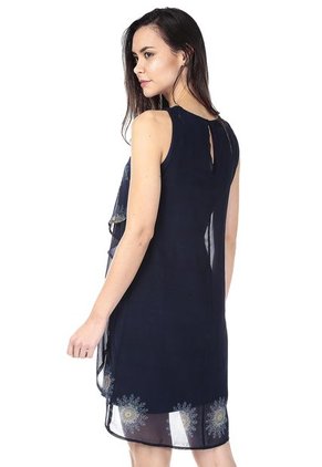 Vestido Azul Oscuro-Verde Desigual