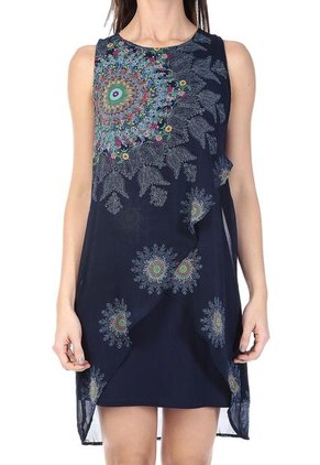 Vestido Azul Oscuro-Verde Desigual