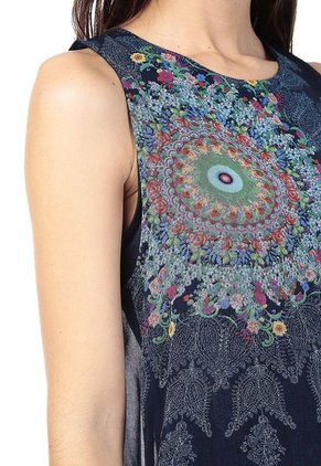 Vestido Azul Oscuro-Verde Desigual