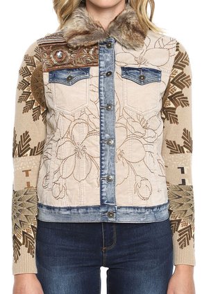 Chaqueta Beige-Azul Desigual