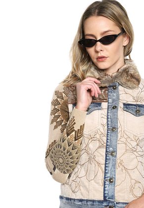 Chaqueta Beige-Azul Desigual