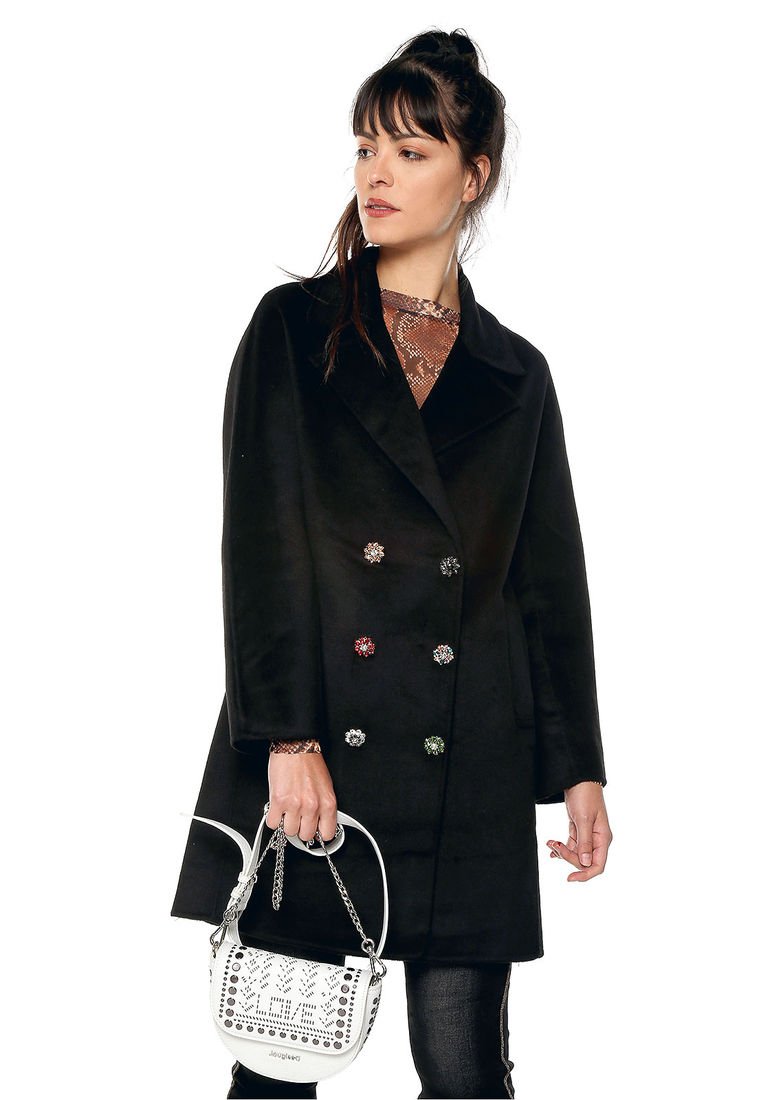 Desigual Negro Sólido Abrigos, Chaquetas Y Chalecos Para Mujeres