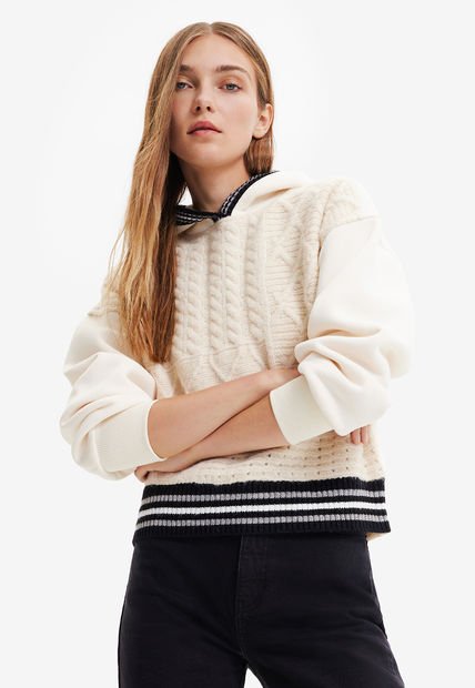 Buzo Crudo-Negro-Blanco Desigual Femenino