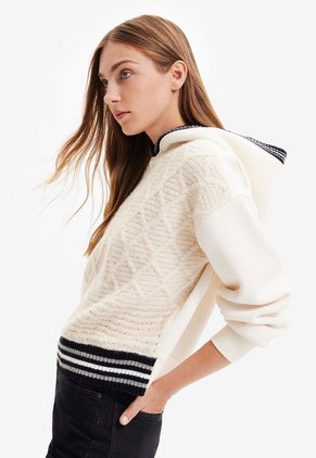 Buzo Crudo-Negro-Blanco Desigual Femenino