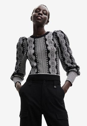 Saco Negro-Blanco-Plateado Desigual