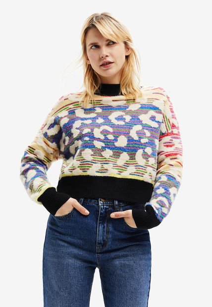 Saco Negro-Blanco Desigual Femenino