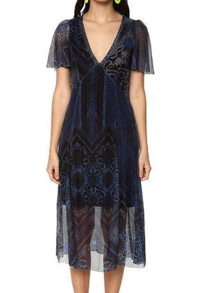 Vestido Azul-Negro Desigual