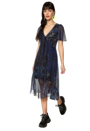 Vestido Azul-Negro Desigual