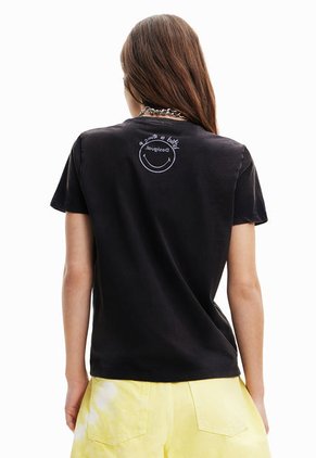 Camiseta Negro-Amarillo-Gris Desigual Smiley