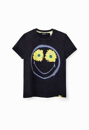 Camiseta Negro-Amarillo-Gris Desigual Smiley