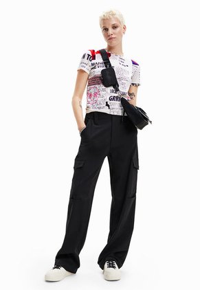 Camiseta Blanco-Multicolor Desigual Periódico