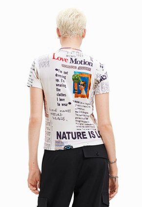 Camiseta Blanco-Multicolor Desigual Periódico