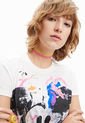 Camiseta Blanco-Negro-Rosa Desigual Mickey Mouse de Desigual