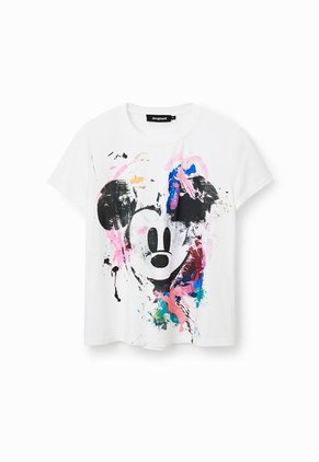 Camiseta Blanco-Negro-Rosa Desigual Mickey Mouse