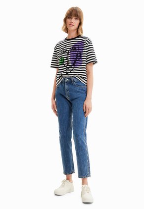 Camiseta Negro-Blanco-Violeta-Verde Desigual Arty