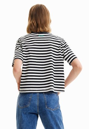 Camiseta Negro-Blanco-Violeta-Verde Desigual Arty