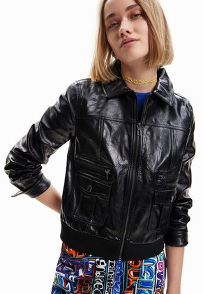 Chaqueta Negro Desigual