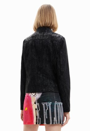 Chaqueta Biker Negro-Plateado Desigual