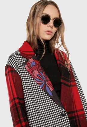 Abrigo Negro-Blanco-Rojo Desigual