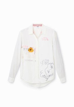 Camisa Blanco-Amarillo-Rosa Desigual