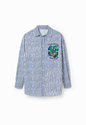 Camisa Azul-Blanco-Verde-Naranja Desigual