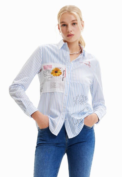 Camisa Blanco-Azul-Rojo Desigual
