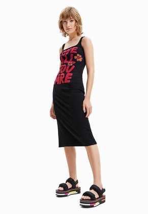 Vestido Negro-Rojo-Naranja Desigual