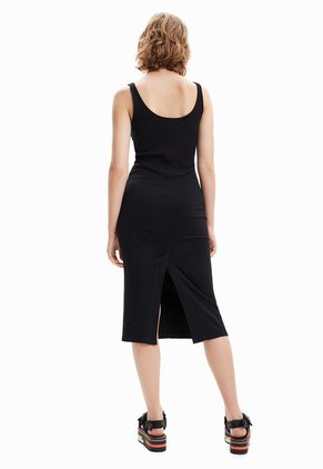 Vestido Negro-Rojo-Naranja Desigual