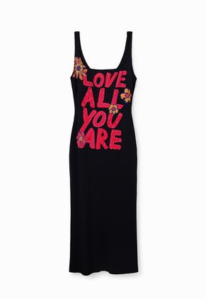 Vestido Negro-Rojo-Naranja Desigual