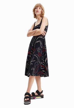 Vestido Negro-Beige-Rojo Desigual