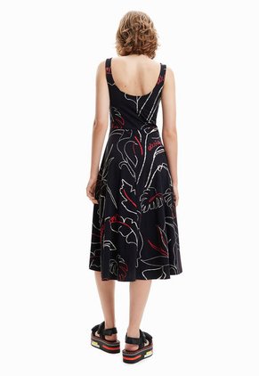 Vestido Negro-Beige-Rojo Desigual