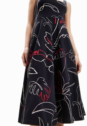 Vestido Negro-Beige-Rojo Desigual