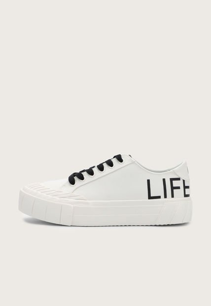Tenis Lifestyle Marfil-Negro-Blanco Desigual Life is Awesome