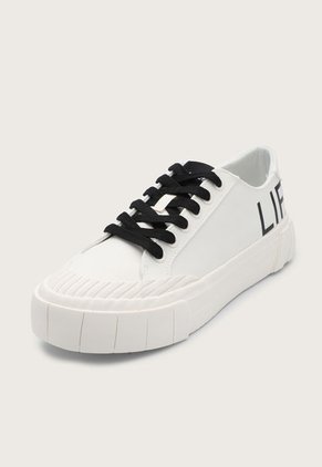 Tenis Lifestyle Marfil-Negro-Blanco Desigual Life is Awesome