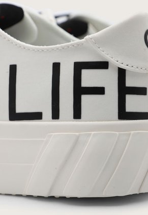 Tenis Lifestyle Marfil-Negro-Blanco Desigual Life is Awesome